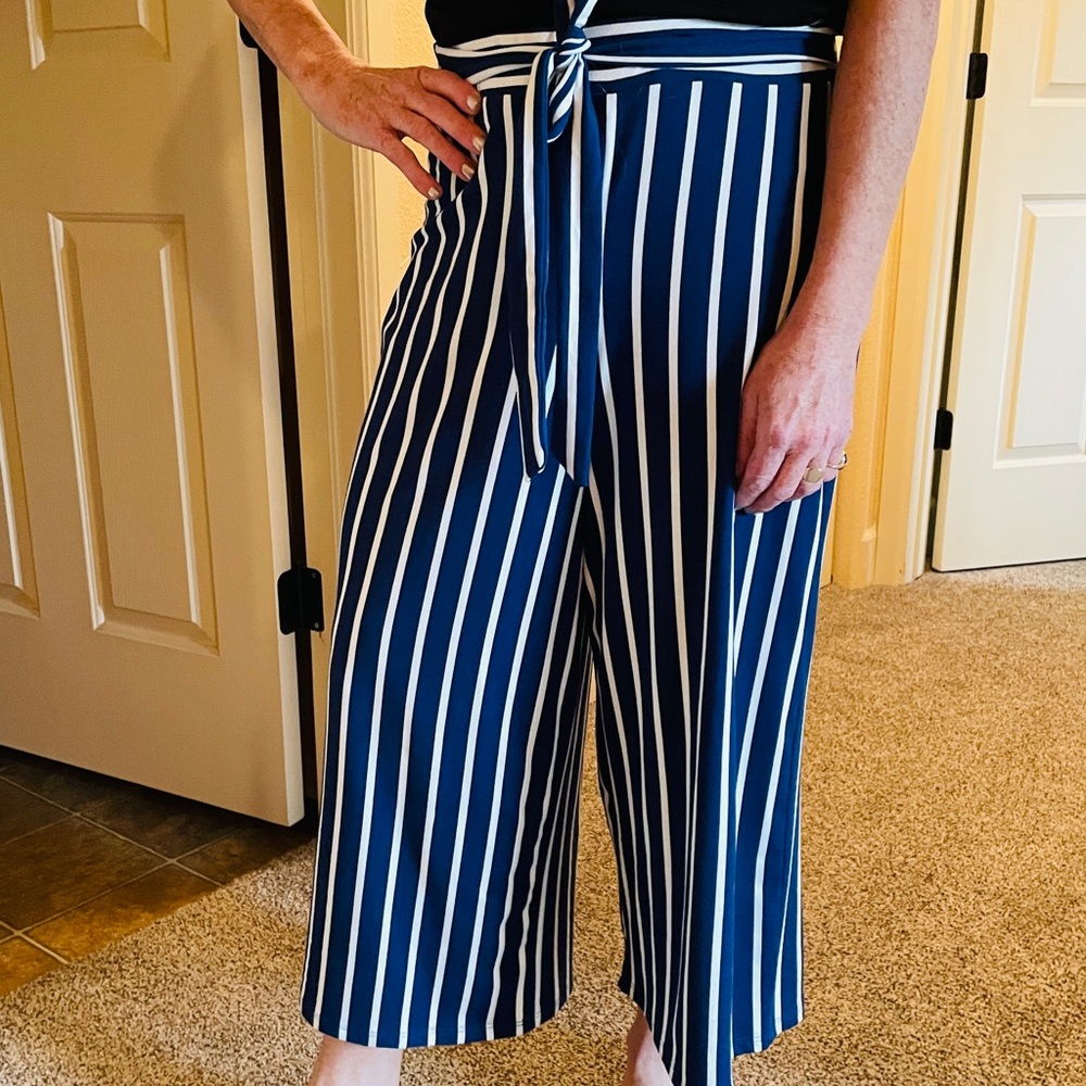 Striped Navy and White Women's Pants